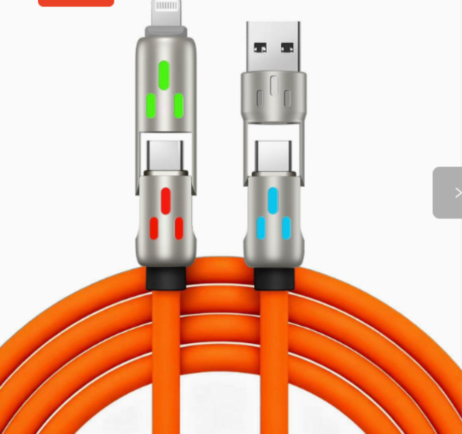 240W 4-in-1 Fast Charging Cable with Breathing Light