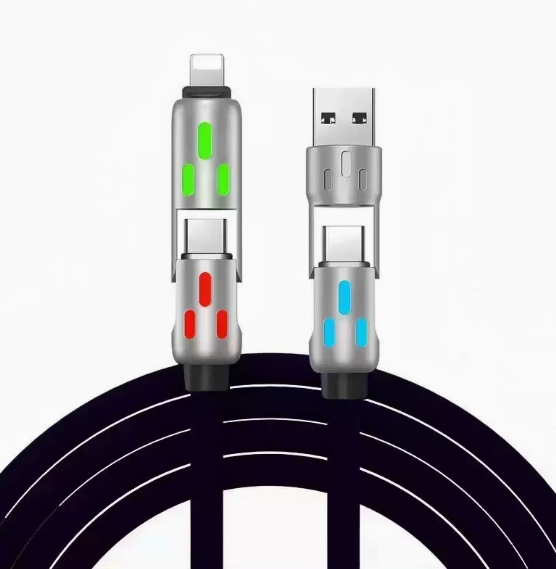 240W 4-in-1 Fast Charging Cable with Breathing Light