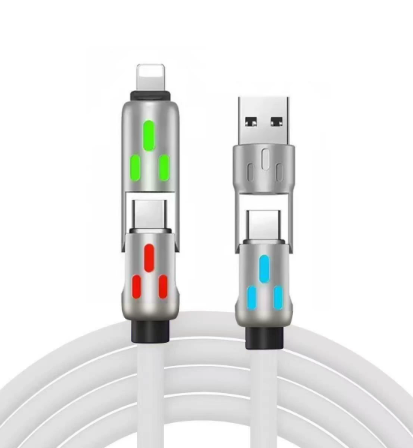 240W 4-in-1 Fast Charging Cable with Breathing Light