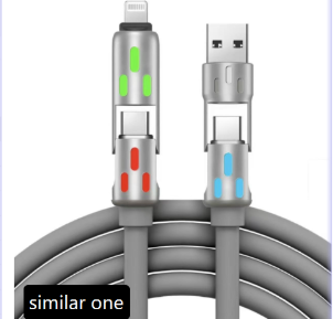 240W 4-in-1 Fast Charging Cable with Breathing Light
