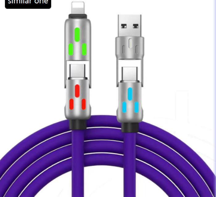 240W 4-in-1 Fast Charging Cable with Breathing Light