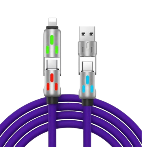 240W 4-in-1 Fast Charging Cable with Breathing Light